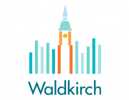 Logo der Stadt Waldkirch: symbolischer Wald und Kirche
