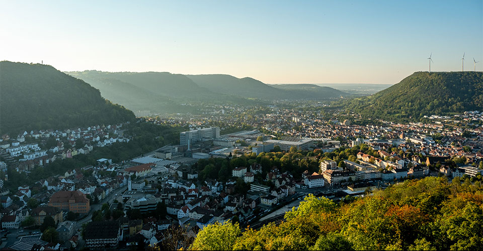 Blick auf die Stadt Göppingen, welche ihr Klimaschutzkonzept aufgefrischt hat.